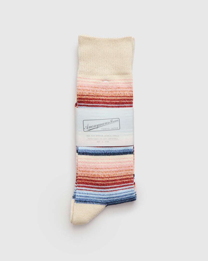 Sarape Stripes Crew Sock in Oatmeal