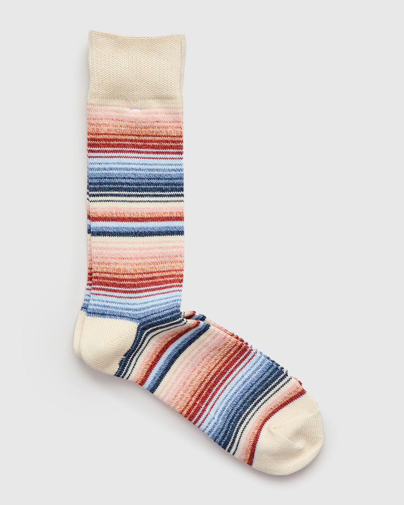 Sarape Stripes Crew Sock in Oatmeal