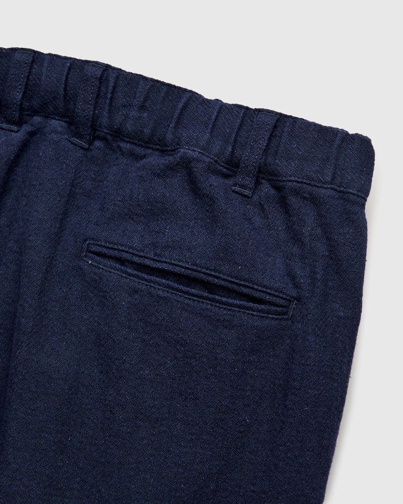 2-Pleat Linen Relax Trousers in Navy