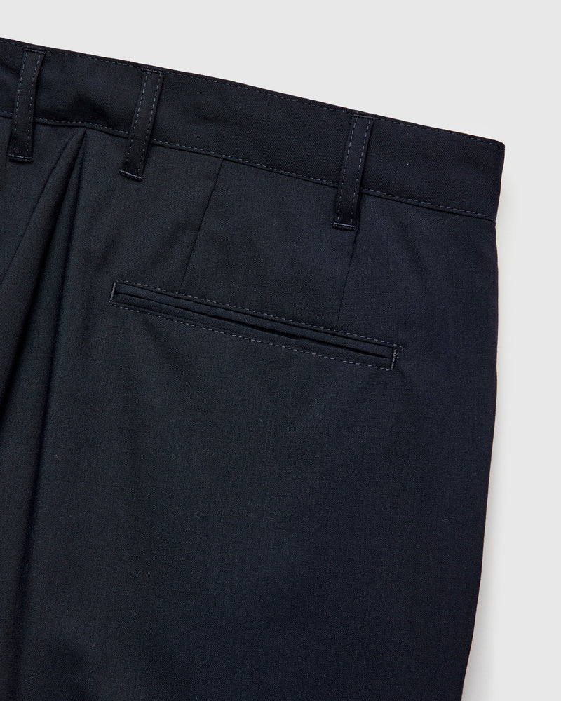 2-Pleat Tropical Wool Trousers in Dark Navy