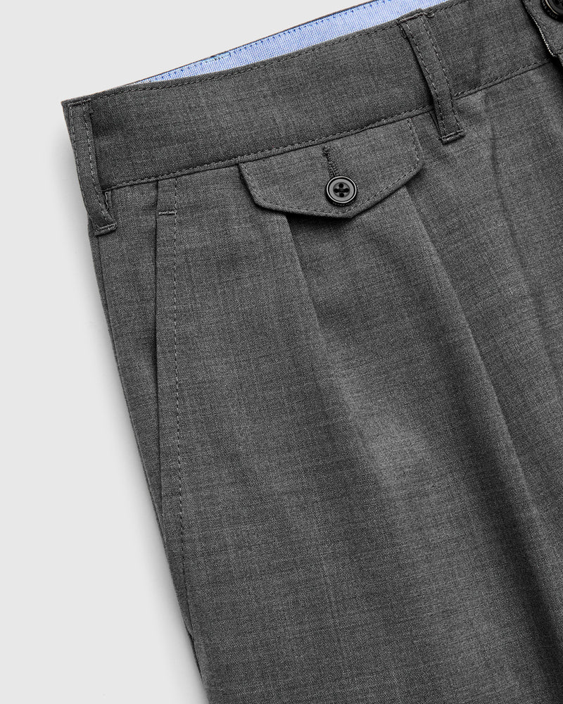 2-Pleat Tropical Wool Trousers in Grey