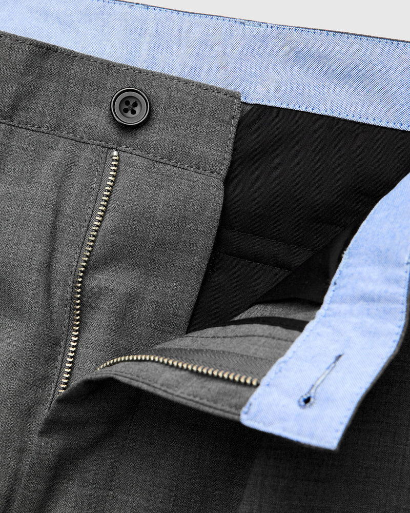 2-Pleat Tropical Wool Trousers in Grey