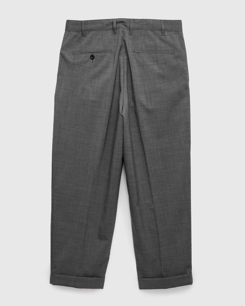 2-Pleat Tropical Wool Trousers in Grey