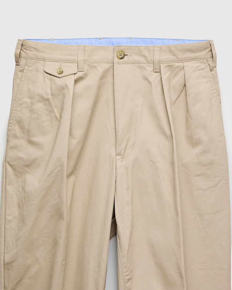 2-Pleat Twill Trousers in Khaki