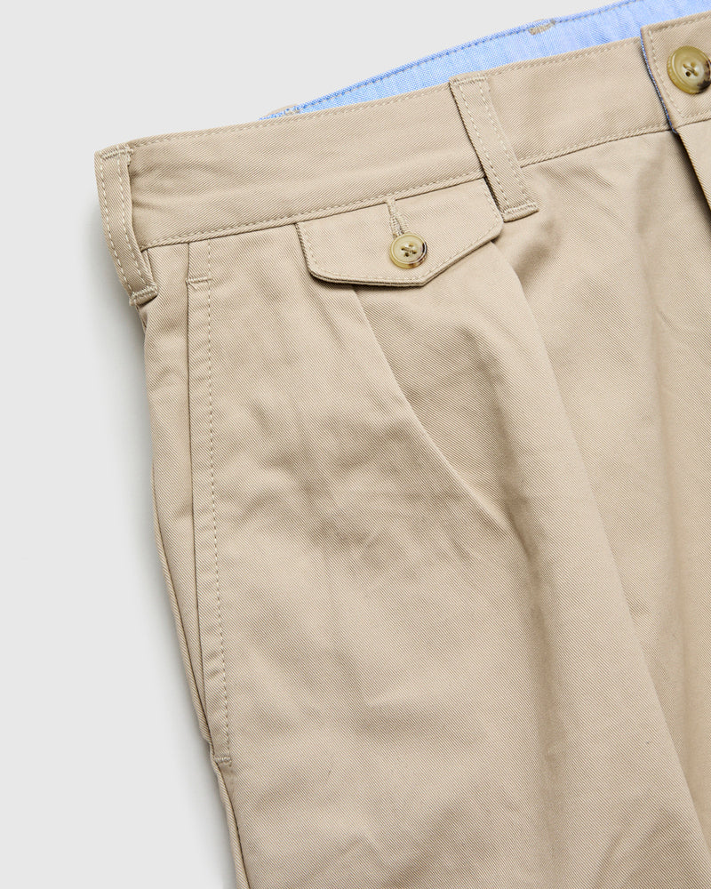 2-Pleat Twill Trousers in Khaki