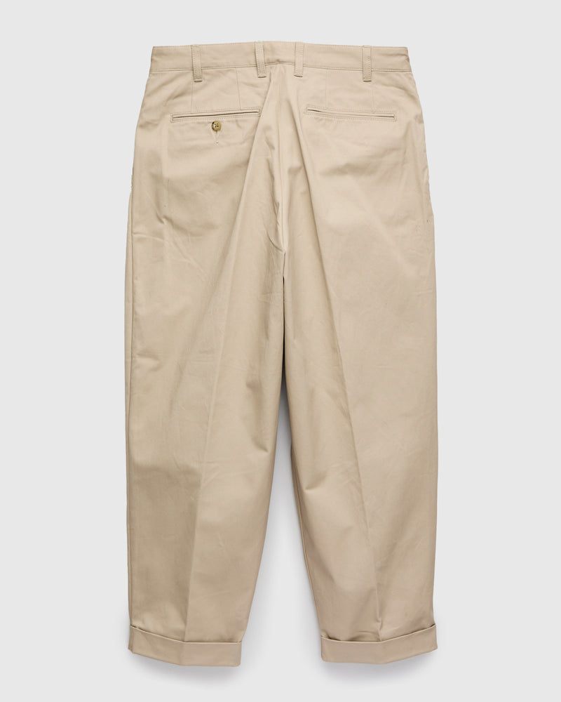 2-Pleat Twill Trousers in Khaki