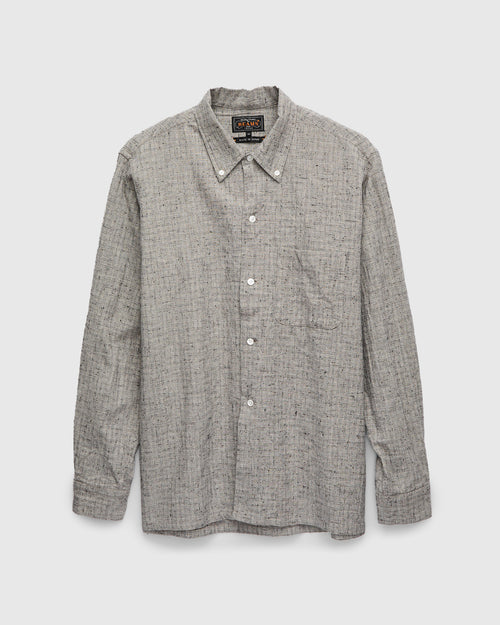 Nep Check Linen Button-Down Shirt in Beige