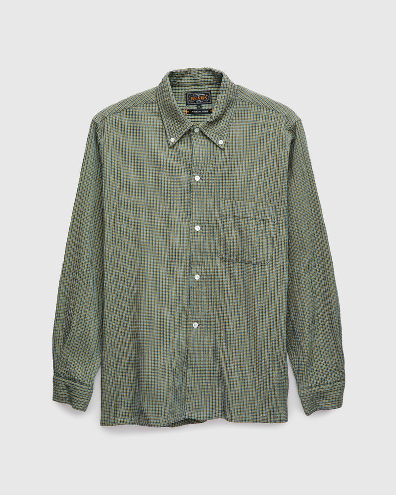 Plaid Button-Down Shirt in Olive
