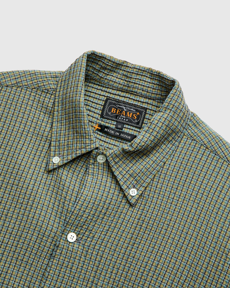 Plaid Button-Down Shirt in Olive