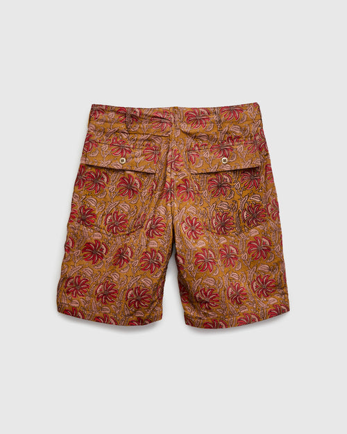 Fatigue Shorts in Khaki Floral Corduroy