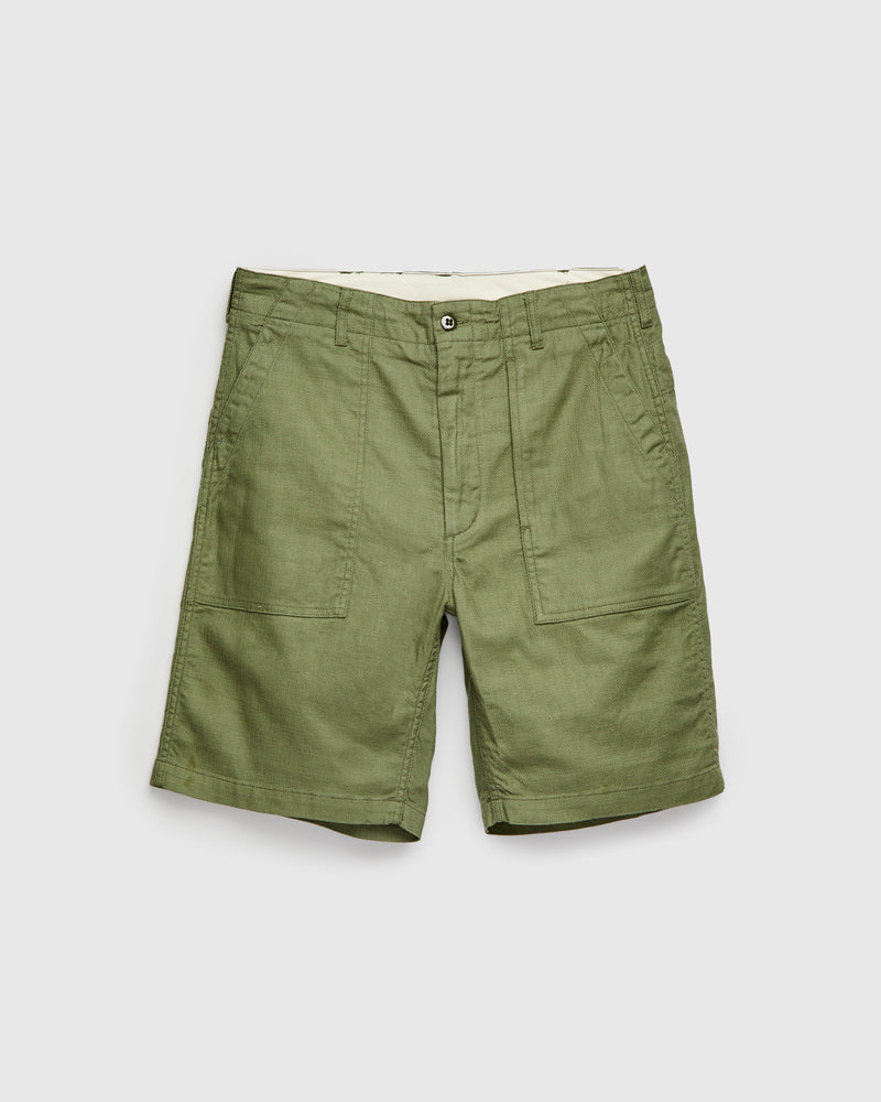Fatigue Shorts in Olive Cotton Linen Java Cloth