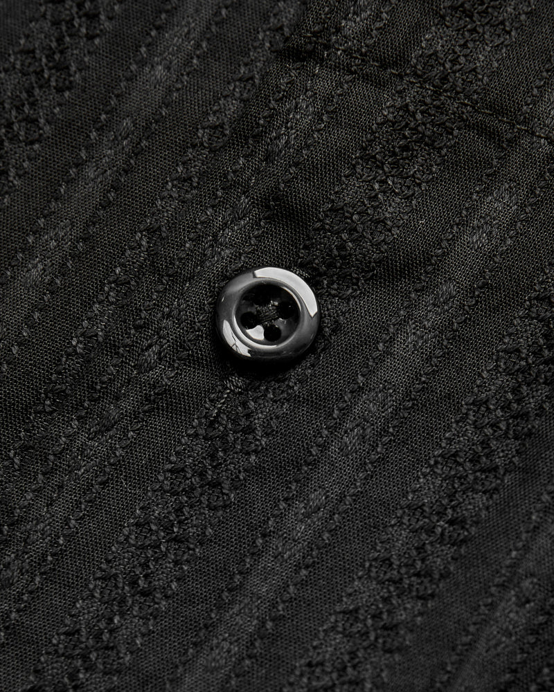 Camp Shirt in Black Cotton Lace Jacquard