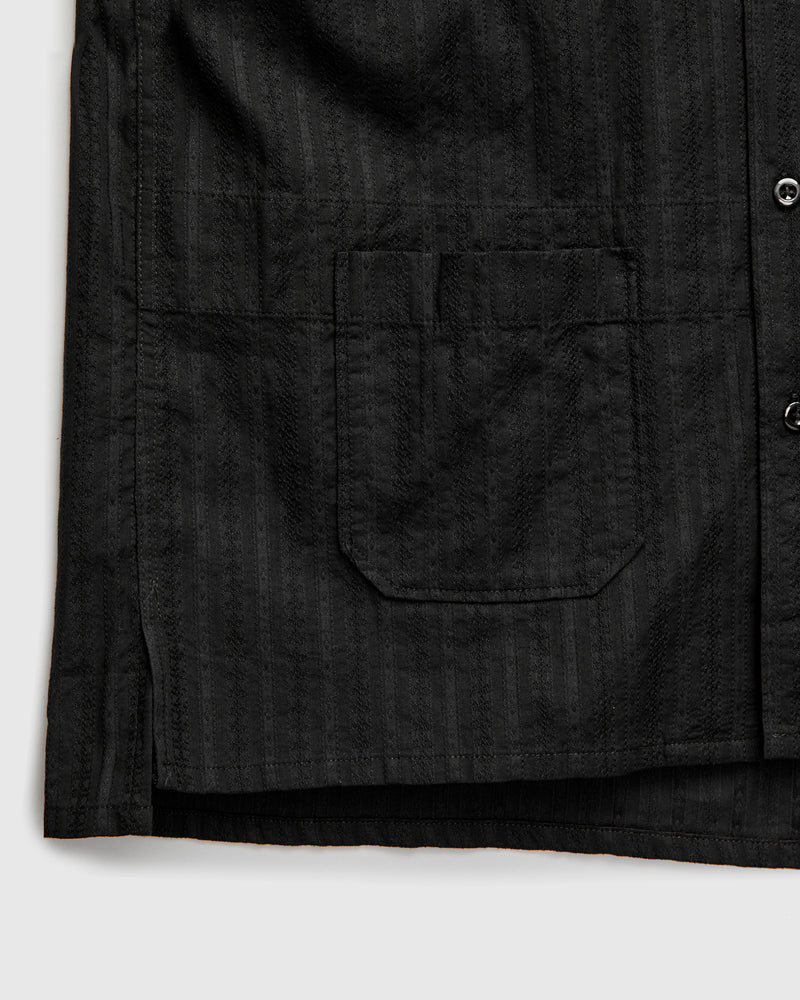 Camp Shirt in Black Cotton Lace Jacquard