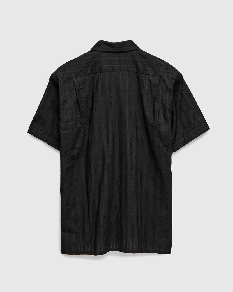 Camp Shirt in Black Cotton Lace Jacquard