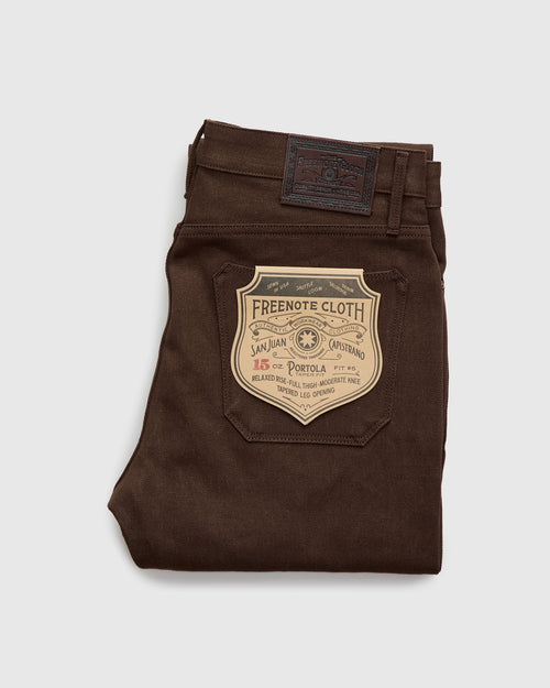"Portola" 15oz Dark Brown Selvedge Denim - Tapered Fit