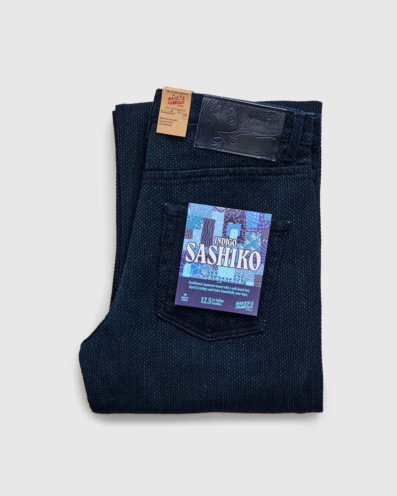 "Indigo Sashiko" 12.5oz Jacquard Denim - Strong Guy Fit