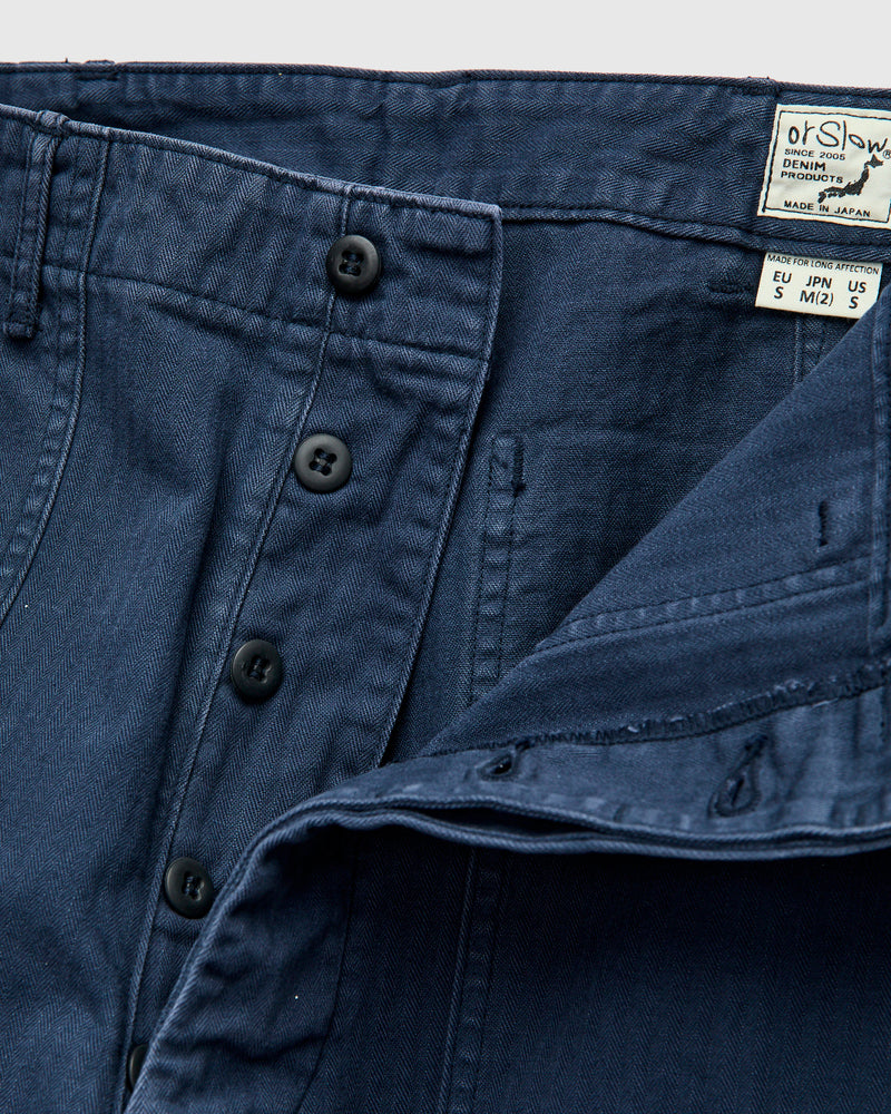 Herringbone Summer Fatigue Pants in Navy