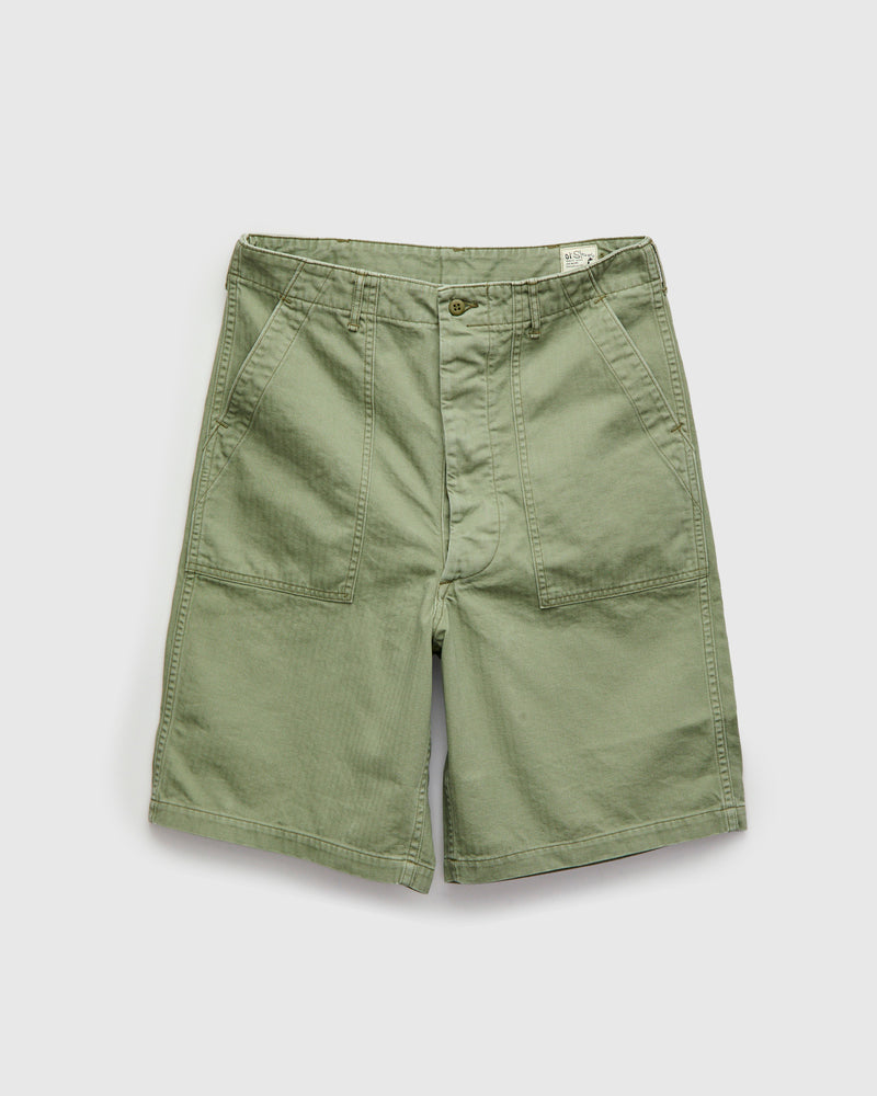 Herringbone Summer Fatigue Shorts in Green