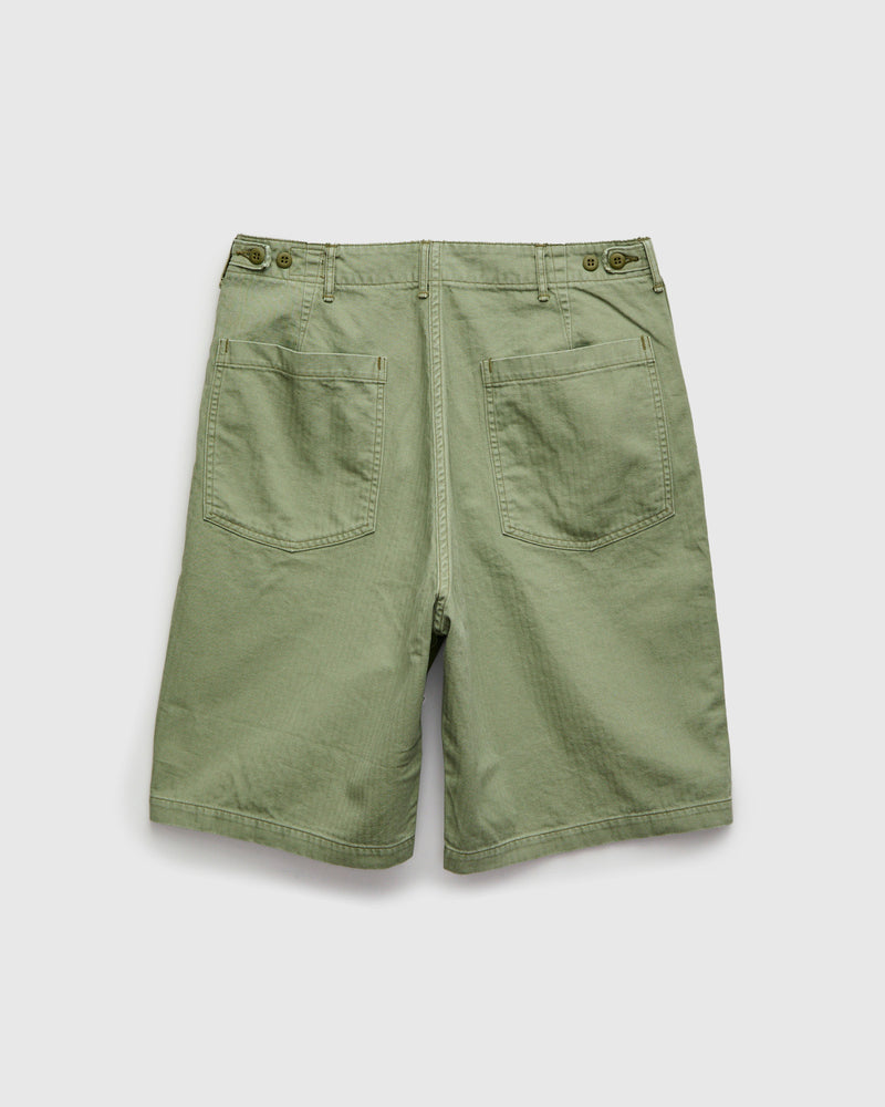 Herringbone Summer Fatigue Shorts in Green