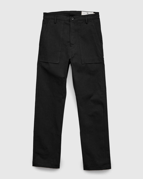 "Fatigue Pants" in 10oz Black Herringbone