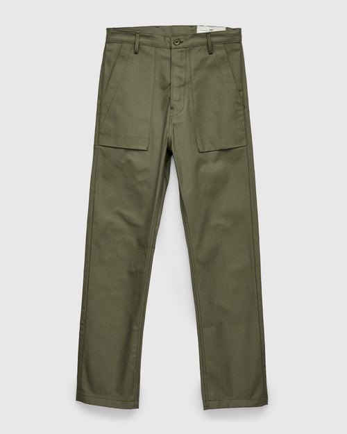 "Fatigue Pants" in 10oz Olive Herringbone