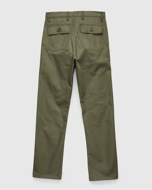 "Fatigue Pants" in 10oz Olive Herringbone