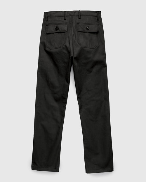 "Fatigue Pants" in 10oz Black Herringbone
