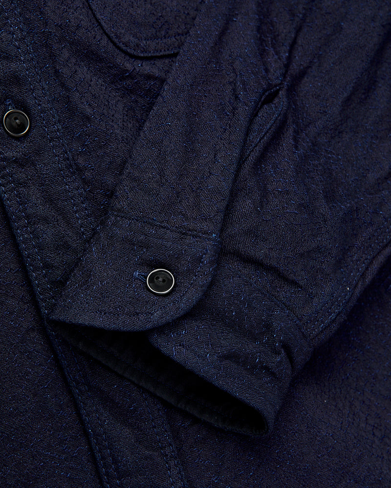Indigo Snake Jacquard Workshirt in Indigo