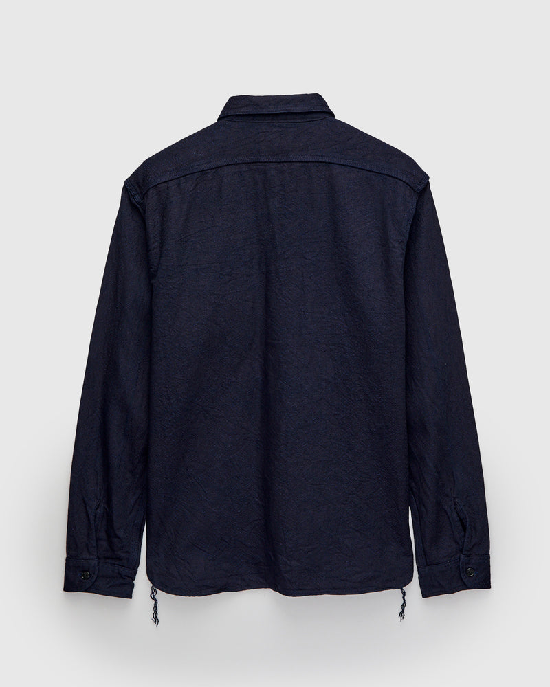 Indigo Snake Jacquard Workshirt in Indigo