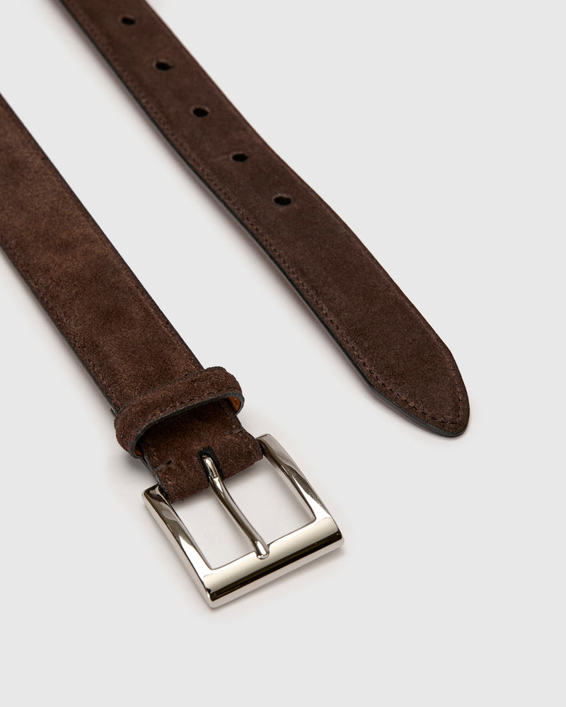 Suede Belt in Dark Brown