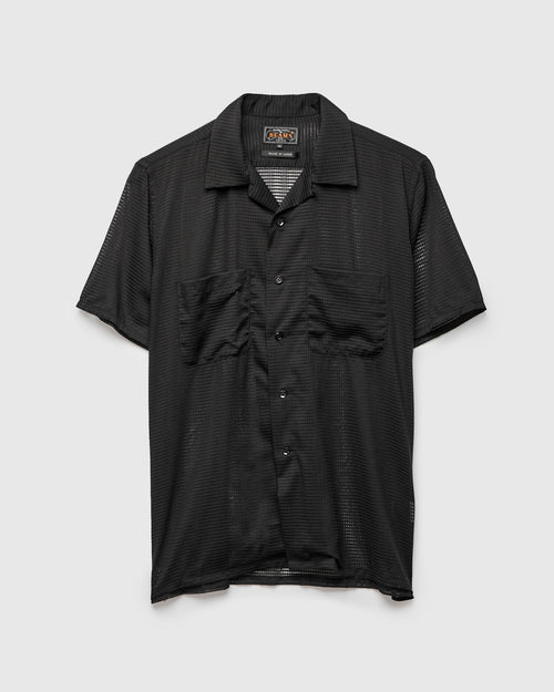 Mesh Open Collar Shirt in Black