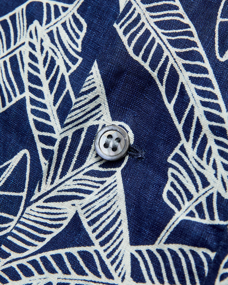 Bassen "Basho" Linen Aloha Shirt in Indigo