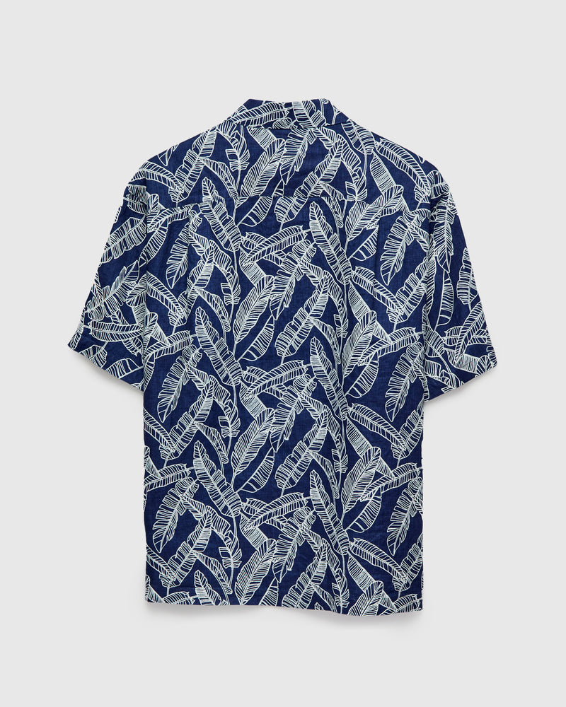 Bassen "Basho" Linen Aloha Shirt in Indigo