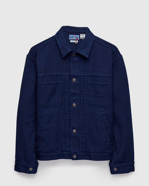 Light Sashiko Trucker Jacket in Pure Indigo