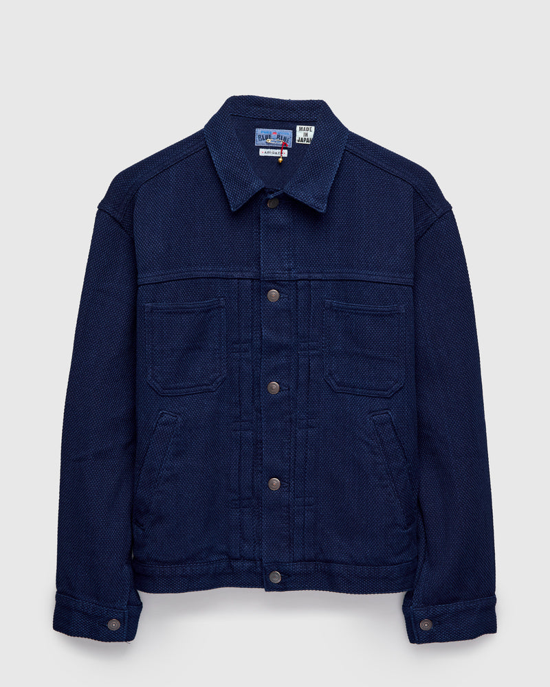 Light Sashiko Trucker Jacket in Pure Indigo