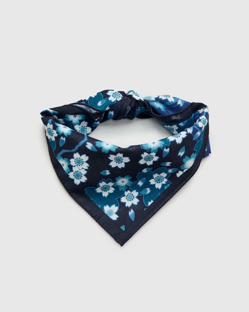 "Nagare-Sakura" Bandanna in Dark Navy