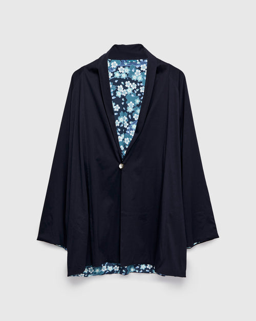 "Nagare Sakura" Reversible Knit Haori in Dark Navy
