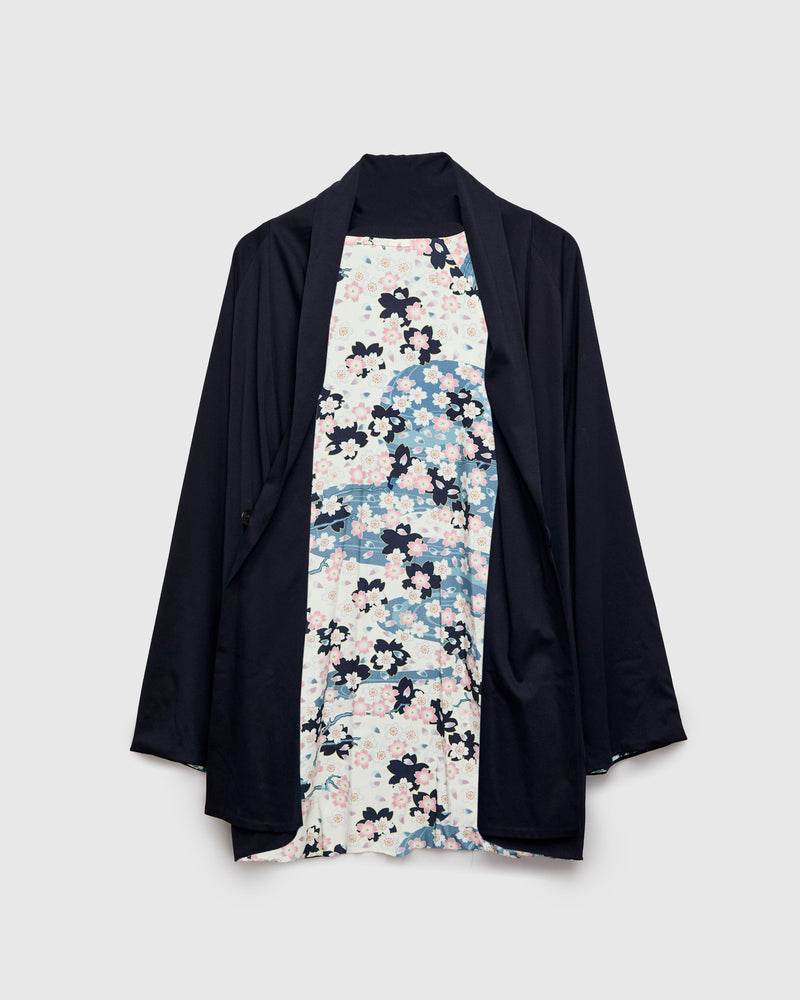 "Nagare Sakura" Reversible Knit Haori in White