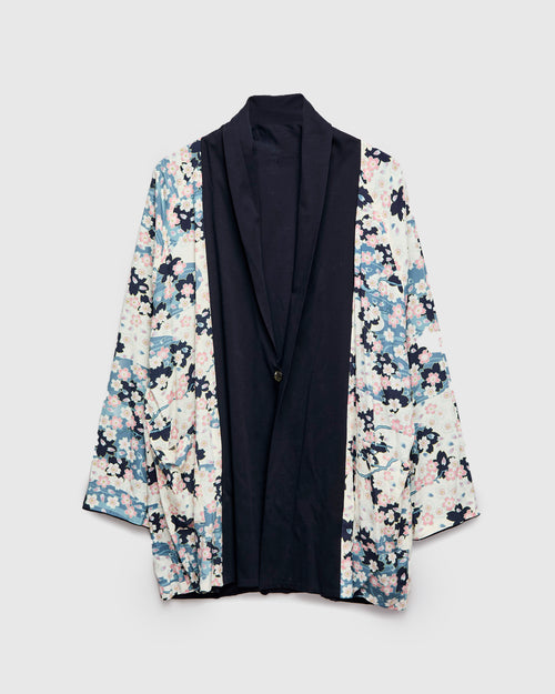 "Nagare Sakura" Reversible Knit Haori in White
