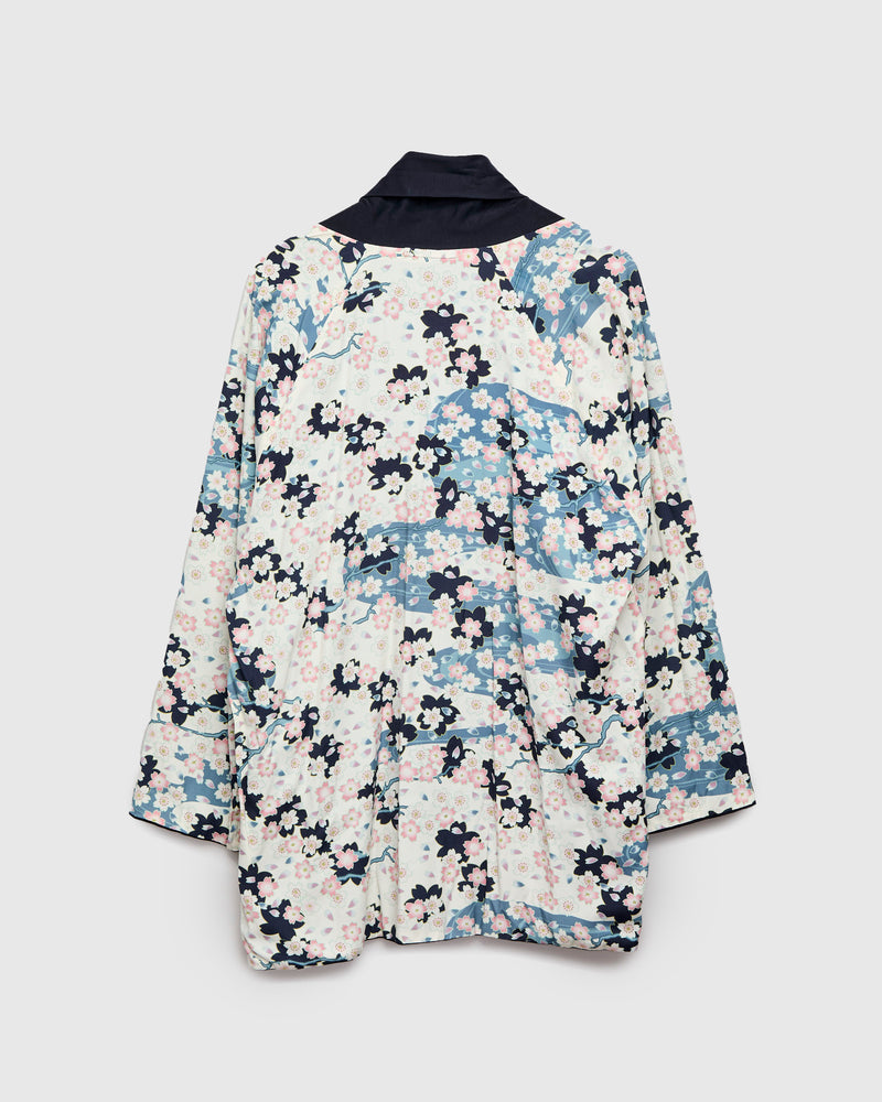 "Nagare Sakura" Reversible Knit Haori in White