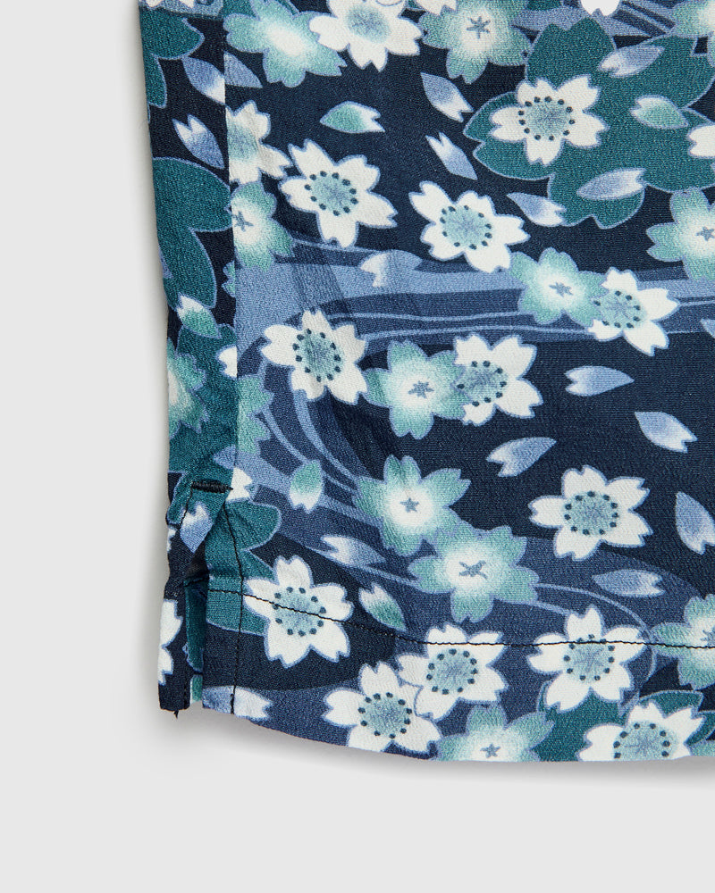 "Nagare Sakura" SS Aloha Shirt in Dark Navy