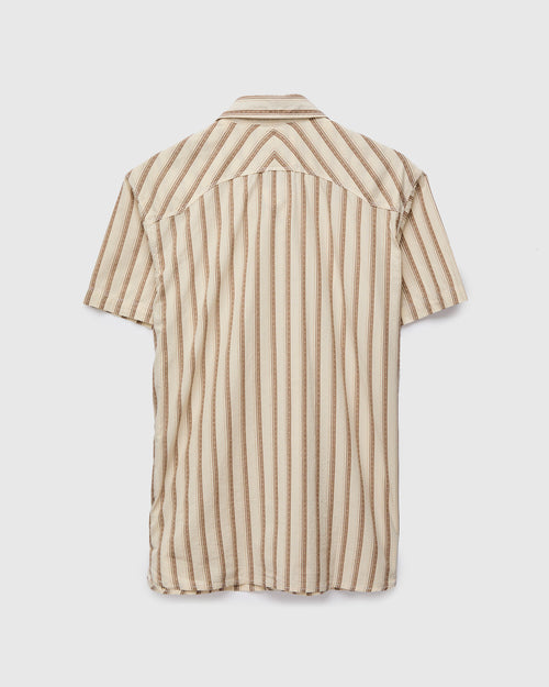 Calico SS Western Shirt in Brown Stripe