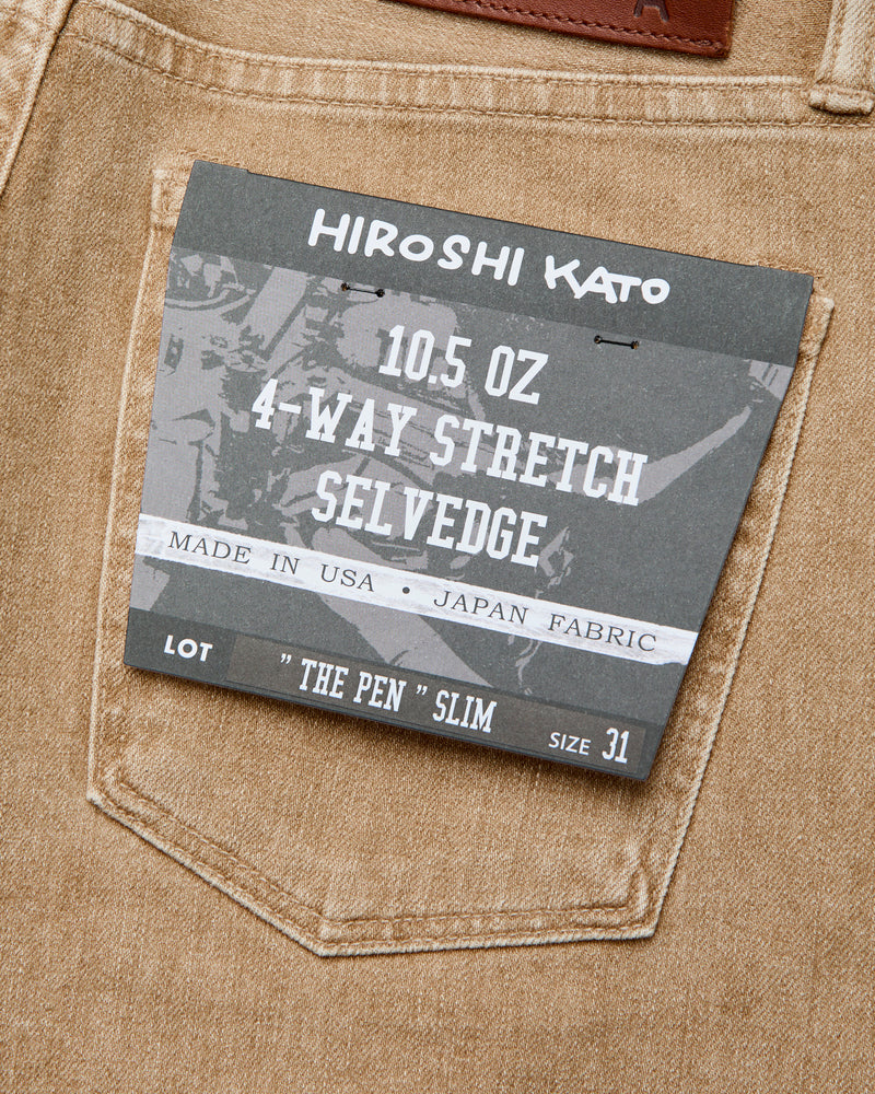 "Rustic Copper" 10.5oz Stretch Selvedge Denim - Pen Slim