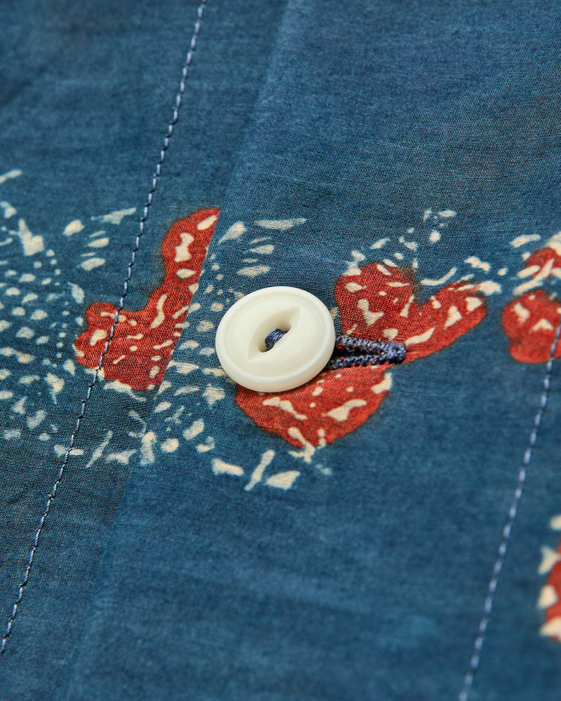 Koi Lake Camp Shirt in Indigo Madder Silk