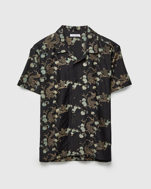 Koi Lake Camp Shirt in Iron Black Silk