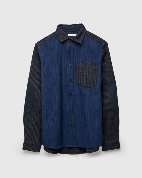 Patchwork Matty Overshirt in Iron Indigo Spacedye