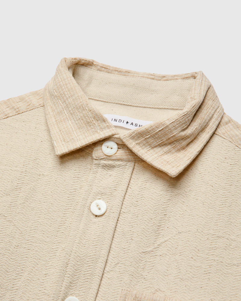Patchwork Matty Overshirt in Natural Oat Spacedye