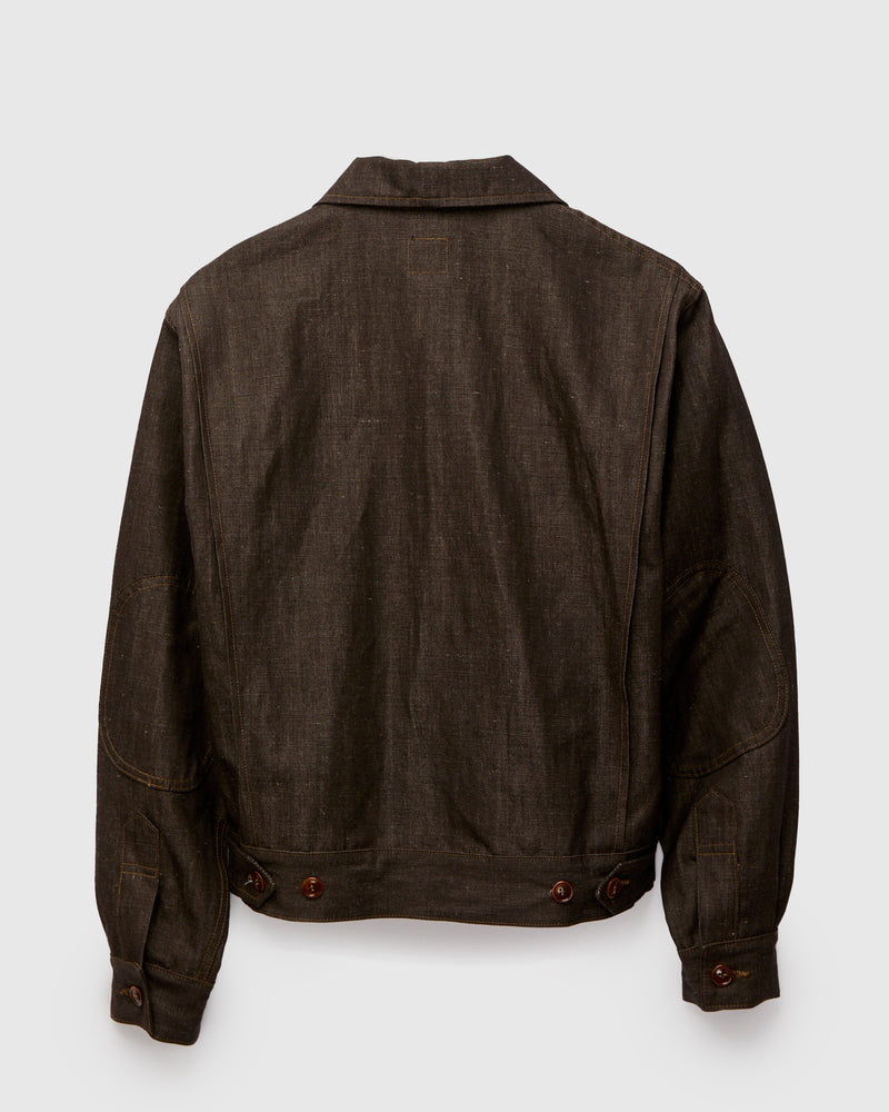 "Wildcat" Zip Jacket in 9oz Cacao Chambray