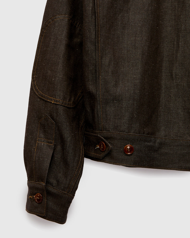 "Wildcat" Zip Jacket in 9oz Cacao Chambray