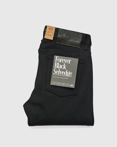 "Forever Black" 12.5oz No-Fade Selvedge Denim - Weird Guy Fit